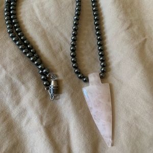 Rose Quartz hematite arrowhead